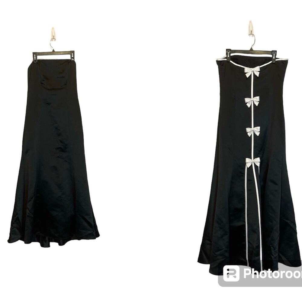 Vintage Jessica McClintock Gunne Sax Black & White Strapless Prom Dress 13/14